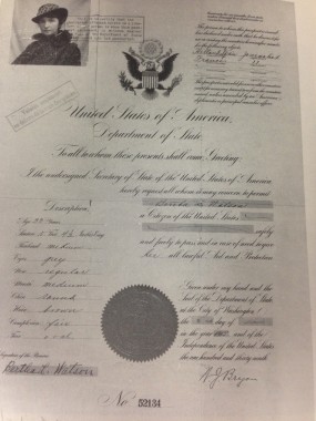 Sanger's 1915 passport under the pseudonym "Bertha L. Watson." It was much easier then to get a false passport!